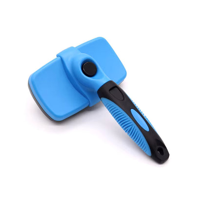 Double-sided deshedding rake for removing loose undercoat and shed hair