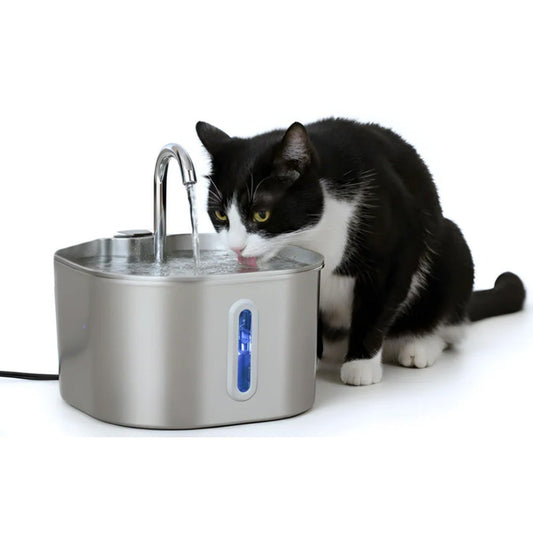 Luxerra Flow stainless steel cat water fountain with faucet-style stream